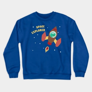 cute dinosaur astronaut play with his rocket. Crewneck Sweatshirt